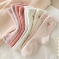 thumbnail image 4 of Yuanlong Womens Mid-Calf Socks 5-Piece Fuzzy Plush Heart Embroidery Crew Socks Warm Cute Winter Daily Comfortable Socks, 4 of 9