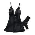 thumbnail image 2 of APEXFWDT Women's Front Slit Lace Teddy - Sheer Panel Camisole & Cheeky Panty Babydoll Nightwear Set, 2 of 9