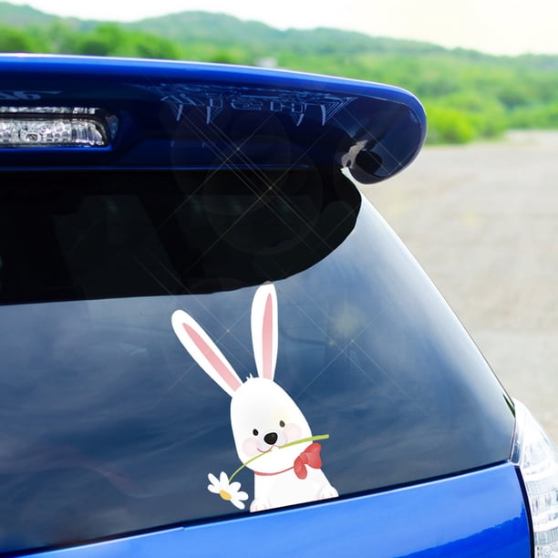 Calcomanías de pared de conejo | Calcomanías de conejo de Pascua para ventana de coche o camión | Decoración para portátil o refrigerador | Calcomanías de animales para habitación infantil | Vinilo