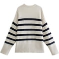 thumbnail image 2 of HSHDLDF Womens Black Striped Sweaters Crew Neck Long Sleeve Soft Knitted Ribbed Solid Knit Pullover Tops (White,S), 2 of 7
