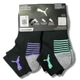 thumbnail image 2 of PUMA SOCKS WOMEN'S - QUARTER 253 - BLISS BLACK PINK GR - SHOE SZ 5-9.5 -PACK 6, 2 of 2