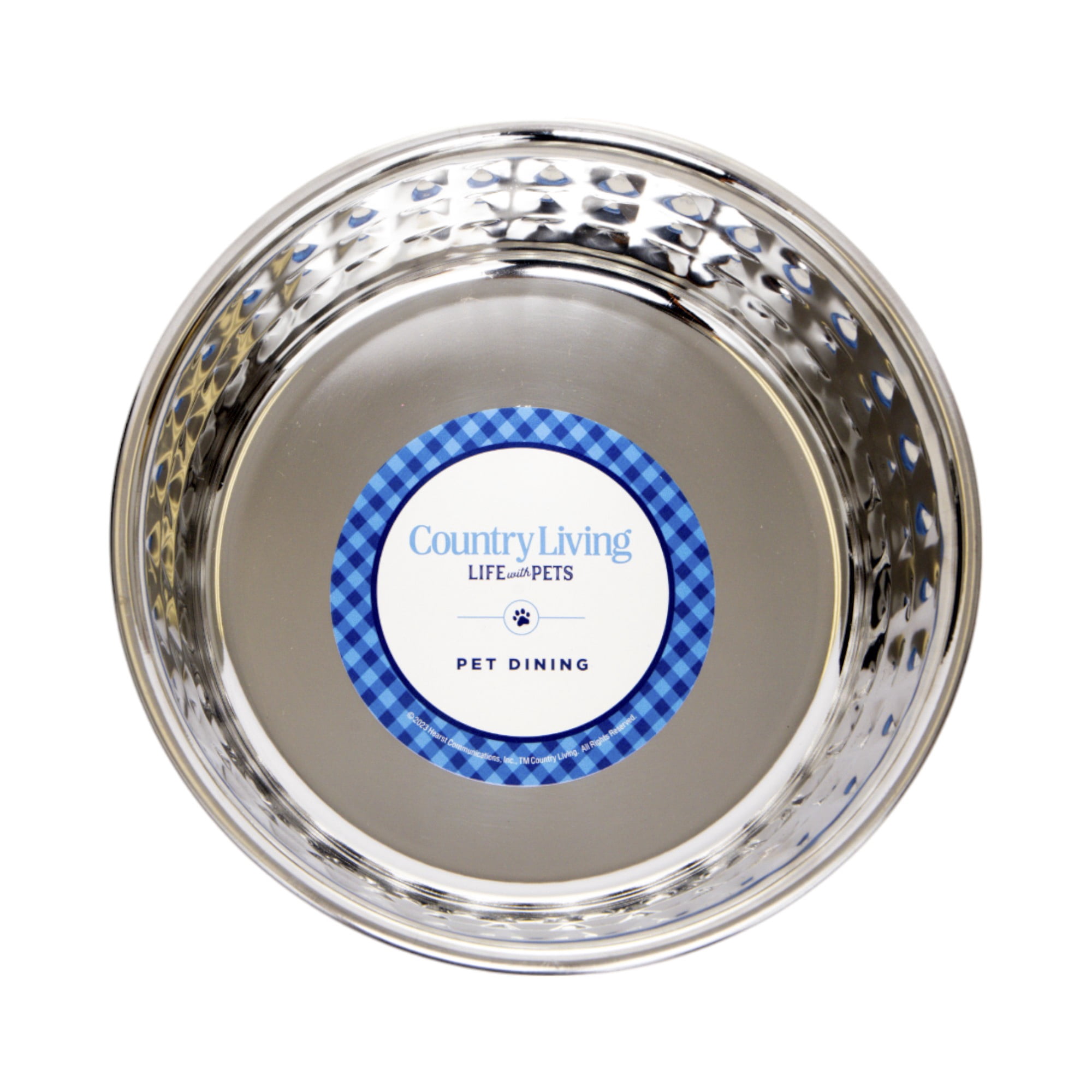 Country Living Set of 2 Hammered Stainless Steel Dog Bowls – Rose Quartz/64oz