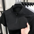 thumbnail image 7 of Mens Golf Polo Shirts Summer Short Sleeve 1/4 Zip Tops Moisture Wicking Casual Tennis Activewear Black, 7 of 7