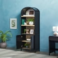 thumbnail image 2 of 76" Arched Cabinet, 5-Tier Arched Bookcase with Doors and Shelves, 3 Shelf Open Arched Bookcase Cabinet, Wooden Storage Cabinet for Living Room and Kitchen Pantry, Black, 2 of 9