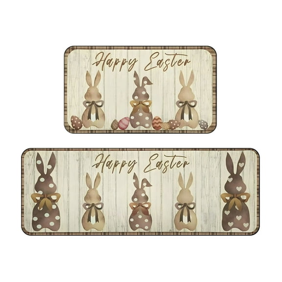 Vikakiooze Easter Kitchen Decor, Easter Kitchen Rugs And Mats Set Of 2, Non Slip Door Mat Absorbent Bathroom Porch Mat, Spring Easter Decorations for The Home (40-60Cm   40-120Cm)
