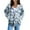 Blue, variant on XIAONU Womens Hoodies Vintage Printed Drawstring Zippered Hoodie Solid Color Baggy Hooded Sweatshirt Jacket With Pockets