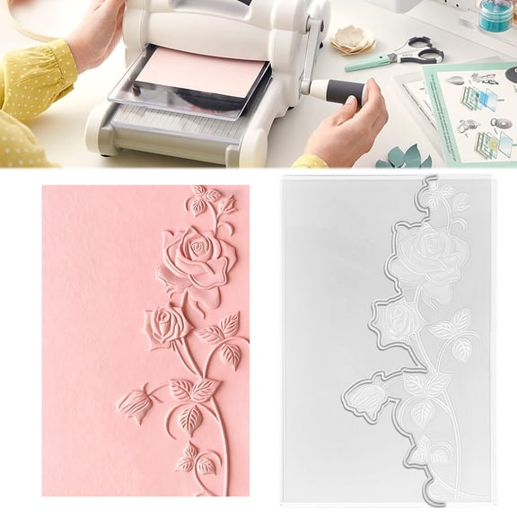 TSV Rose Vine 3D Texture Embossing Folder for DIY Cardmaking, Craft Paper & Journals