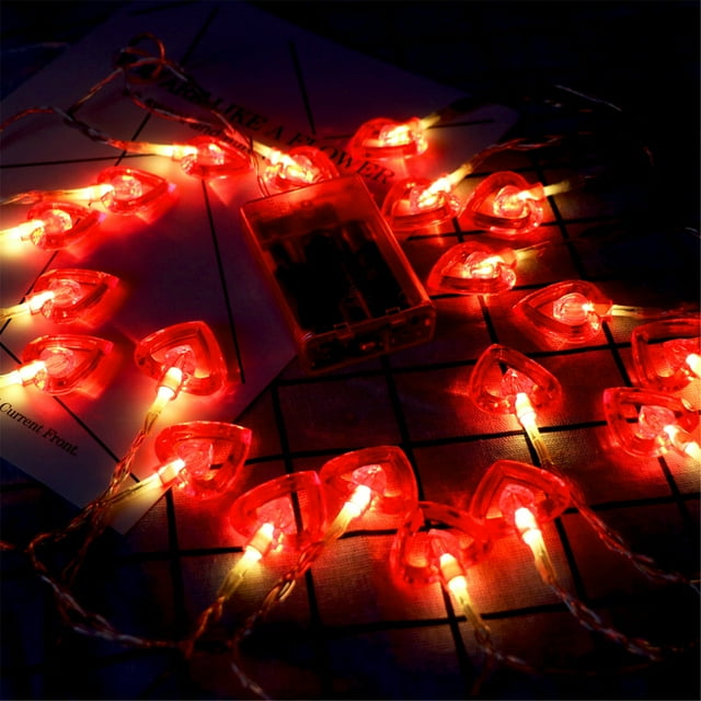 EGNMCR Light Strip, Christmas Lights Red Heart Lantern Valentine's Day Light String Small Lantern Lights LED Light