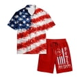 thumbnail image 6 of Youpwaven Men's 250th Anniversary Patriotic Outfit Set, Commemorative Short Sleeve Button Down Shirt & Mesh Shorts, 2-Piece USA Flag Celebratory Suit, 6 of 6