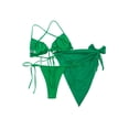 thumbnail image 4 of Biekopu Women Split Swimsuit Set, Solid Color Bikini with Ruffles+Lace-up Panties+See-through Mesh Cover Ups, 4 of 7