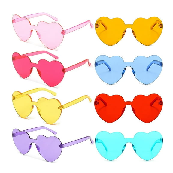 12 Pack Heart Party Glasses, Heart Sunglasses, Party Glasses, Rimless Heart Glasses, Carnival, Photo Props, Birthday Party for Kids and Adults.