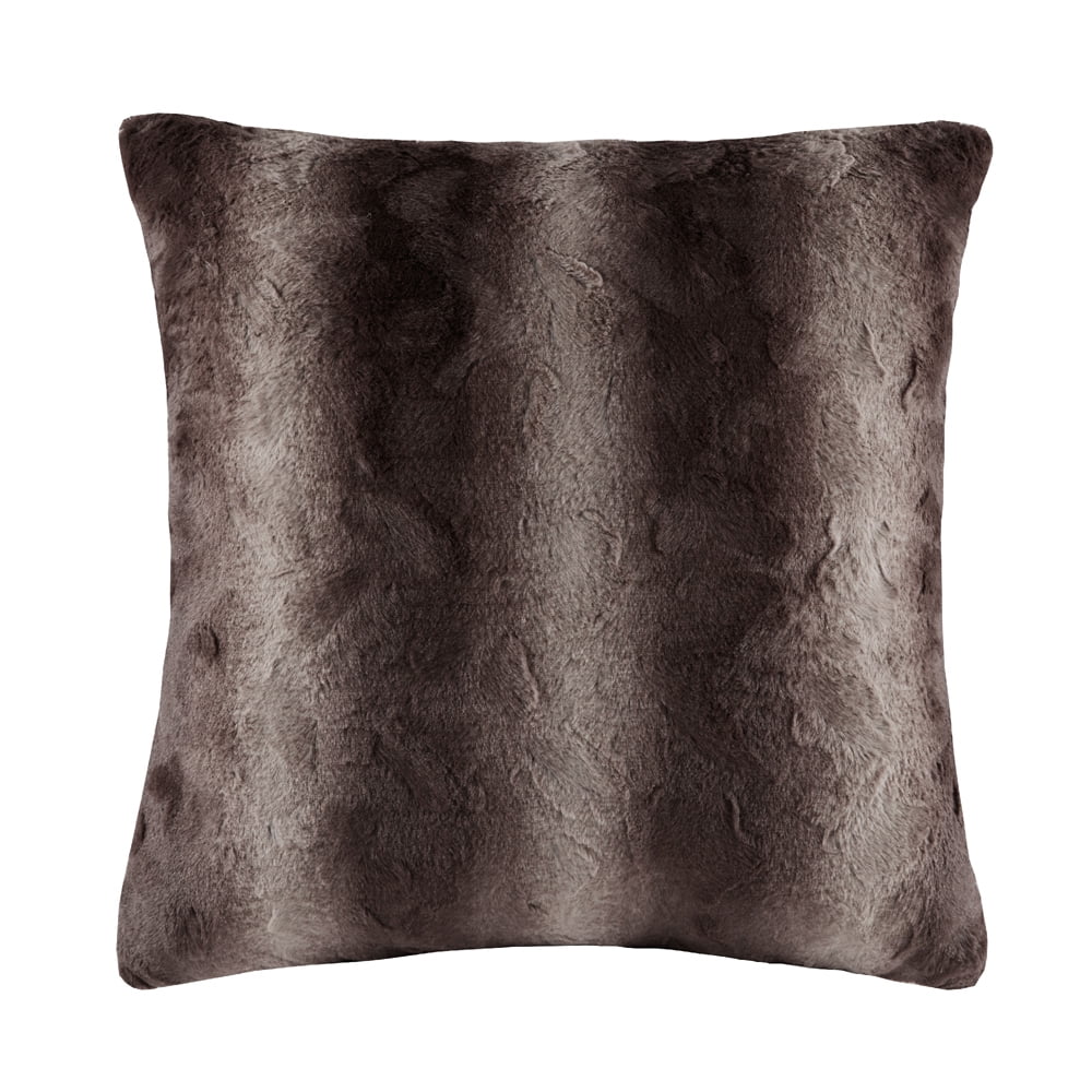 Home Essence Marselle Faux Fur Euro Pillow, 25x25'', Chocolate