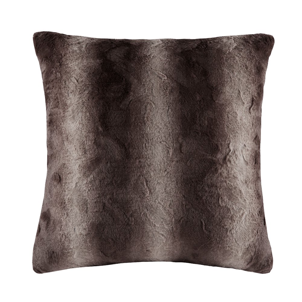 Home Essence Marselle Faux Fur Euro Pillow, 25x25'', Chocolate