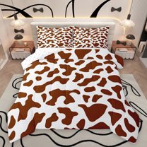 Homewish Farmhouse Cow Print Bedding Comforter Set 2pcs for Teens,Rustic Animal Cattle Twin Comforter Sets Microfiber,Abstract Geometric Breathable Bedding Set,Breathable Home Decor,Reversible