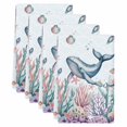thumbnail image 2 of Whale Coastal Kitchen Towels Set of 4, Summer Beach Ocean Shell Jellyfish Starfish Absorbent Dish Towels for Kitchen, Microfiber Hand Towel, Quick Drying Tea Towel for Cleaning Decorative Dishcloths, 2 of 7