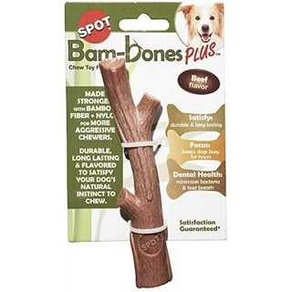 ETHICAL PET Bambone Nubby Bone Peanut Butter Flavored Dog Chew Toy, Tan 