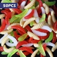 thumbnail image 1 of Soidarity 100 UNIDS Señuelo de Pesca Gusano Realista Gusano Grub Cebo Cebo Artificial de Silicona Cebos de Lombriz Olor Camarón Aditivo Bass Carp Pescar color mezclado Soidarity OD000536-06, 1 of 6