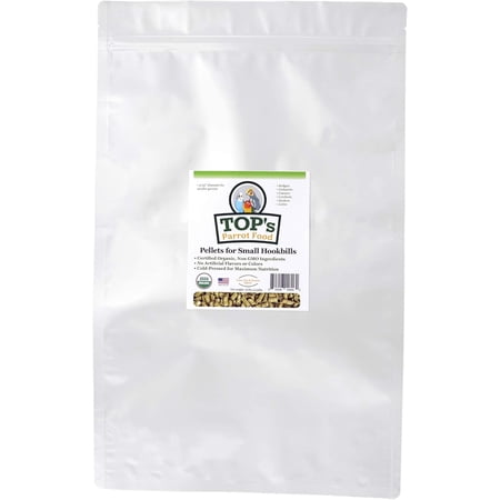 TOP's Parrot Food Small Pellets for Conures, Senegals, Caiques, Pionus, USDA Certified Organic, Human Grade, Non-GMO, Corn, Soy & Peanut Free, 10 lb