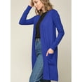 thumbnail image 3 of Made by Johnny Women's Essential Long Sleeve Solid Open Front Long Knited Cardigan Sweater with Pocket for Women M ROYAL_BLUE, 3 of 6
