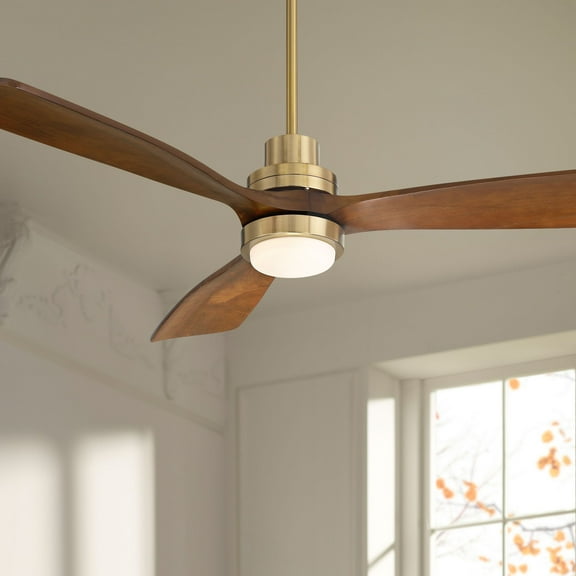 Casa Vieja 52" Delta Modern Indoor Ceiling Fan 3 Blade CCT LED Light Remote Control Soft Brass Finish Bedroom Living Room DC Motor