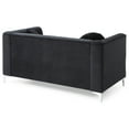 thumbnail image 4 of Passion Furniture Delray 65 in. Black Tuxedo Arm Velvet Loveseat with 2-Throw Pillow, 4 of 5