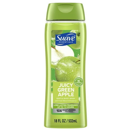 Suave Essentials Gentle Body Wash, Juicy Green Apple, 18 oz