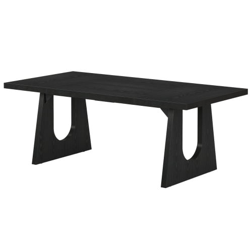 71" Farmhouse Black Dining Table for 6-8, Large Rustic Rectangular Kitchen & Dinner Table with Solid Wood Legs, Vintage Centerpiece for Dining Room & Living Room