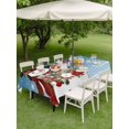 thumbnail image 3 of Outdoor Tablecloth with Umbrella Hole and Zipper, Blue Christmas Snowman Rectangle Table Cloth 52x70 Inch Waterproof Tablecloth, Xmas Botanical Birds Snowflake Picnic Table Cover for Patio Camping, 3 of 7