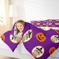 thumbnail image 3 of Feelyou Cute Pumpkin Twin Bedding, Cartoon Witch Cat Bedding Comforter Set, Purple Orange, Halloween Reversible, 7pcs, 3 of 7