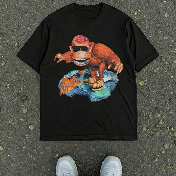 Retro 1995 Funky Ape Surf Graphic Tee Vintage Style Unisex Shirt