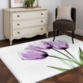 thumbnail image 3 of Purple Tulip 3x5 Area Rugs for Living Room, Flower Farmhouse Floral Non Slip Floor Mat Washable Low-Profile Indoor Carpet for Bedroom, Dining Room, Bathroom, 3 of 9