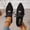 Black, variant on Women's Front Buckle Loafers, Round Toe Low Heel Buckle Closure Outdoor Casual Flat Shoes Beige