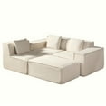 thumbnail image 4 of Sectional Sofas CozyForm Convertible Corduroy Sectional Couch with Ottoman & Pillows, Modular L Shaped Sleeper Sofa, Boneless Cloud Couch for Living Room Furniture, Beige,Large Sectional Couches, 4 of 11