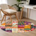 thumbnail image 4 of Round Rugs 3Ft, Spring Floral Round Area Rug Washable Indoor Throw Carpet, Summer Botanical Retro Checkered Colorful Small Non Slip Circle Rug for Bedroom Living Room Home Decor Aesthetic, 4 of 8