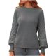 thumbnail image 2 of Suéter de cuello redondo para mujer, manga larga, suelto, color sólido, cuello redondo, suéter de punto, suéter para mujer, 2 of 7