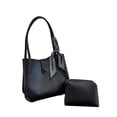 thumbnail image 2 of Bolso de hombro de moda Hugo gran capacidad cuero PU cubo para viajes trabajo Playa negro, 2 of 9