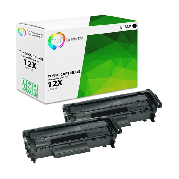 TCT 12X Toner Cartridge 2 Pack - Compatible With HP 12X Q2612X Black High Yield