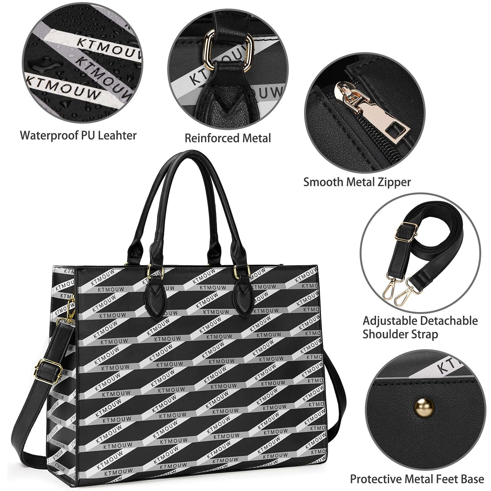 KTMOUW Women's Large Shopper 15.6 Inch Waterproof Handbag Laptop Bag