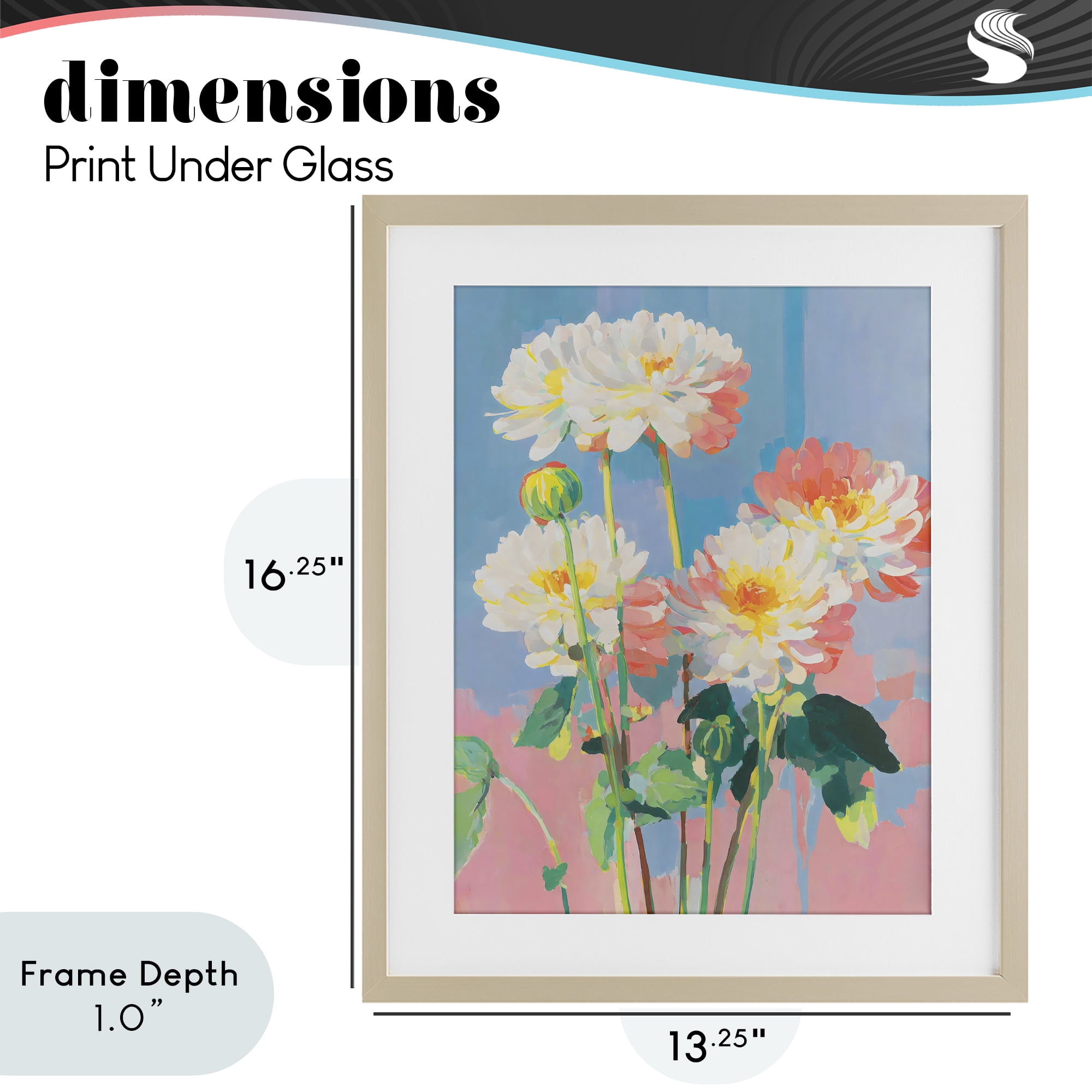 Stupell Industries Colorful Chrysanthemum Impressions Birch Framed Print Under Glass, design by Sisi and Seb