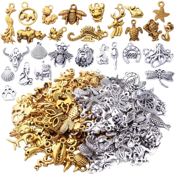 100pcs Animal Charms Collection, Alloy Butterfly Dragon Turtle Monkey Octopus Pet Charms Animal Bead Charm Pendants DIY for Necklace Bracelet Jewelry Making and Crafting