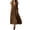 Brown, variant on Women's Deep V-Neck Twist Front Tiered Maxi Dress Sleeveless A-Line Long Dress for Summer Beach Vacation Boho (Pink,L)