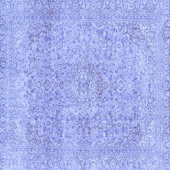 Ahgly Company Machine Washable Indoor Square Abstract Blue Modern Area Rugs, 5' Square