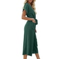 thumbnail image 4 of Linen Jumpsuits for Women Casual Summer Wide Leg Long Pants Rompers Button Down Belted Jumpsuit  with Pockets, 4 of 6