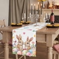 thumbnail image 2 of Spring Bunny Easter Table Runner 90 Inches Long,Floral Botanical Colorful Eggs Cotton Linen Table Runners Dresser Scarves,Decorative Tabletop Scarf Furniture Cover for Home Dinner Party 13"x90", 2 of 8