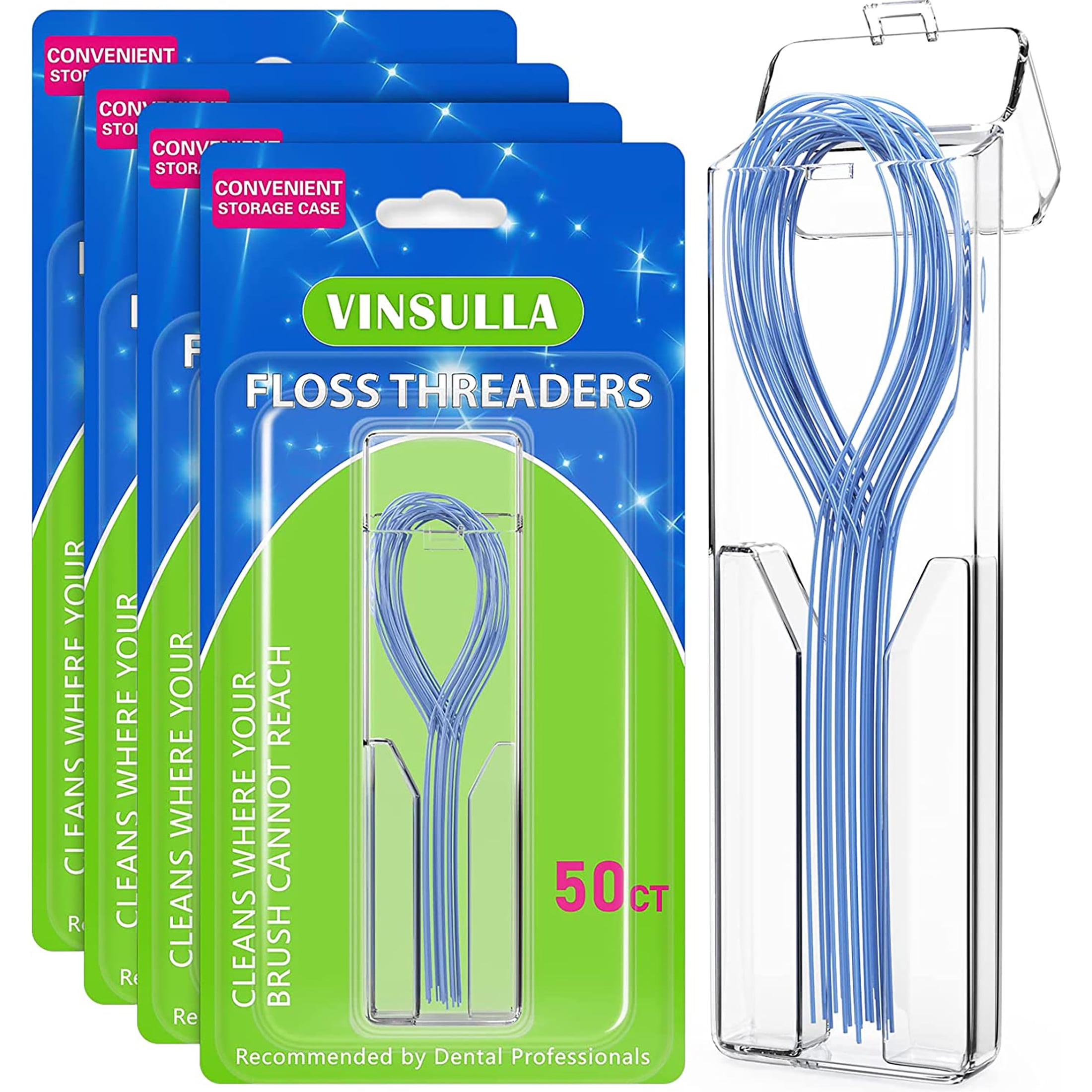 Floss Threaders for Braces, Bridges, and Implants 200 Count (Pack of 4