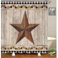 thumbnail image 3 of 4PCS/Set Vintage Brown Western Texas Star Beige Shower Curtain Set, Primitive Berry Garland Rural Country Farmhouse Bathroom Decor, Non-slip Bath Rugs Toilet Mat Carpet, The Lone Star State, 3 of 7