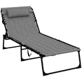 thumbnail image 1 of Outsunny Folding Chaise Lounge, Padded Reclining Tanning Chair, Grey, 1 of 10