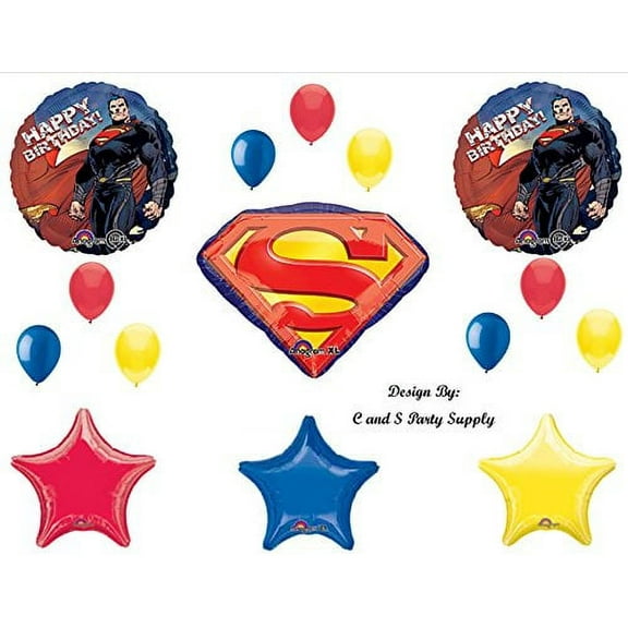 NEW SUPERMAN Man of Steel Super Hero Happy Birthday PARTY Balloons Decorations Supplies