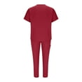 thumbnail image 3 of Women's Comfy Solid Color Scrub Sets Pockets 4-Way Stretch V-neck Top & Straight Pants for Women set Medical Uniform Women and Man Scrub Set Soft Top and Drawstring Waist Pants with Pockets, 3 of 9