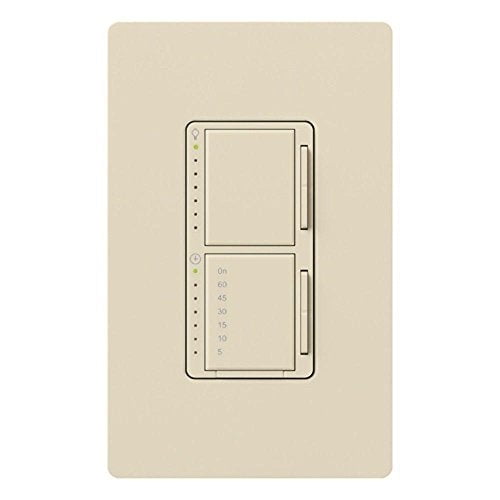 Lutron Maestro Dimmer and Timer Switch, 300-Watt, Single-Pole, MA-L3T251-LA, Light Almond